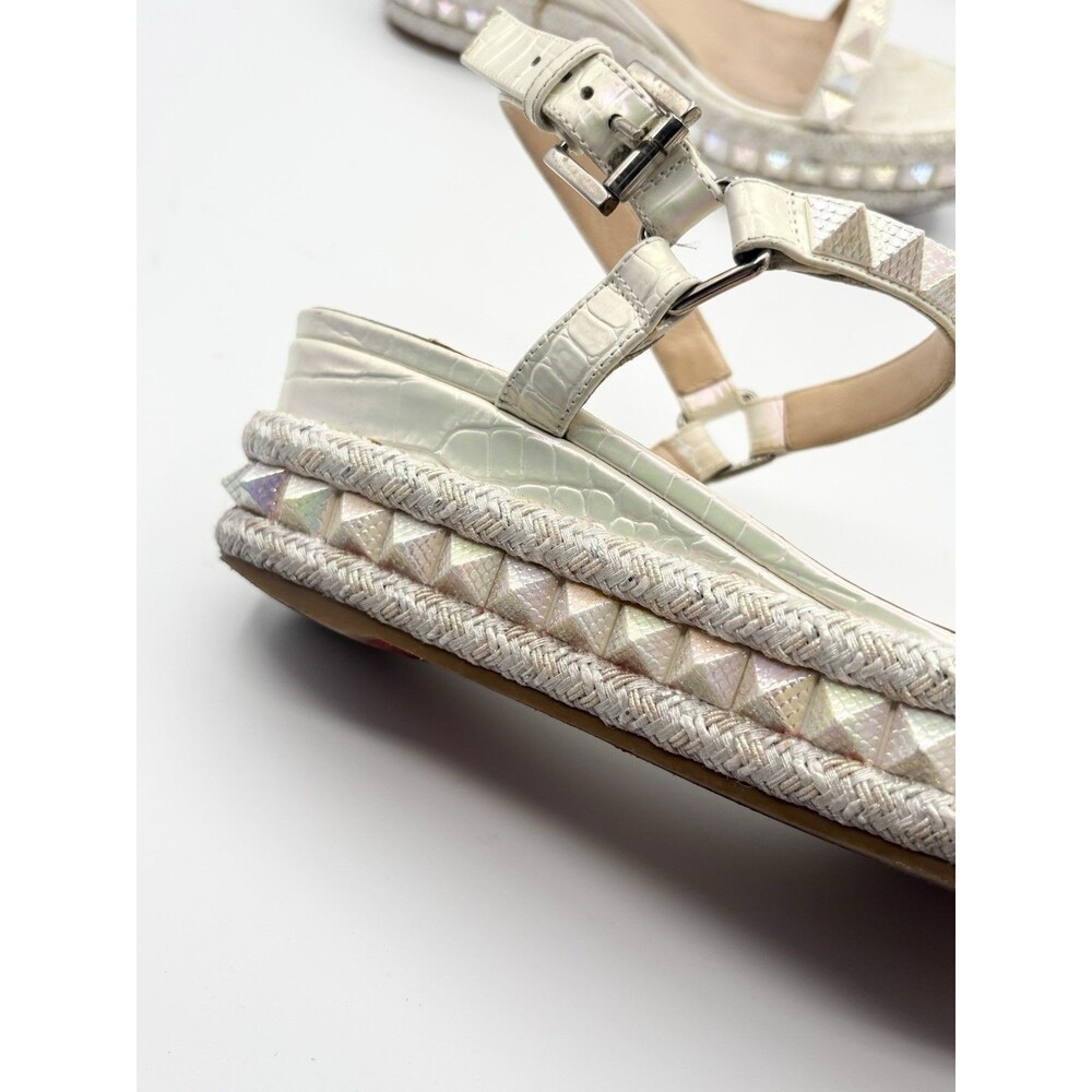 Christian Louboutin White Iridescent Platform Sandals Cataclou 60 Size EU 38 - Picture 12 of 12